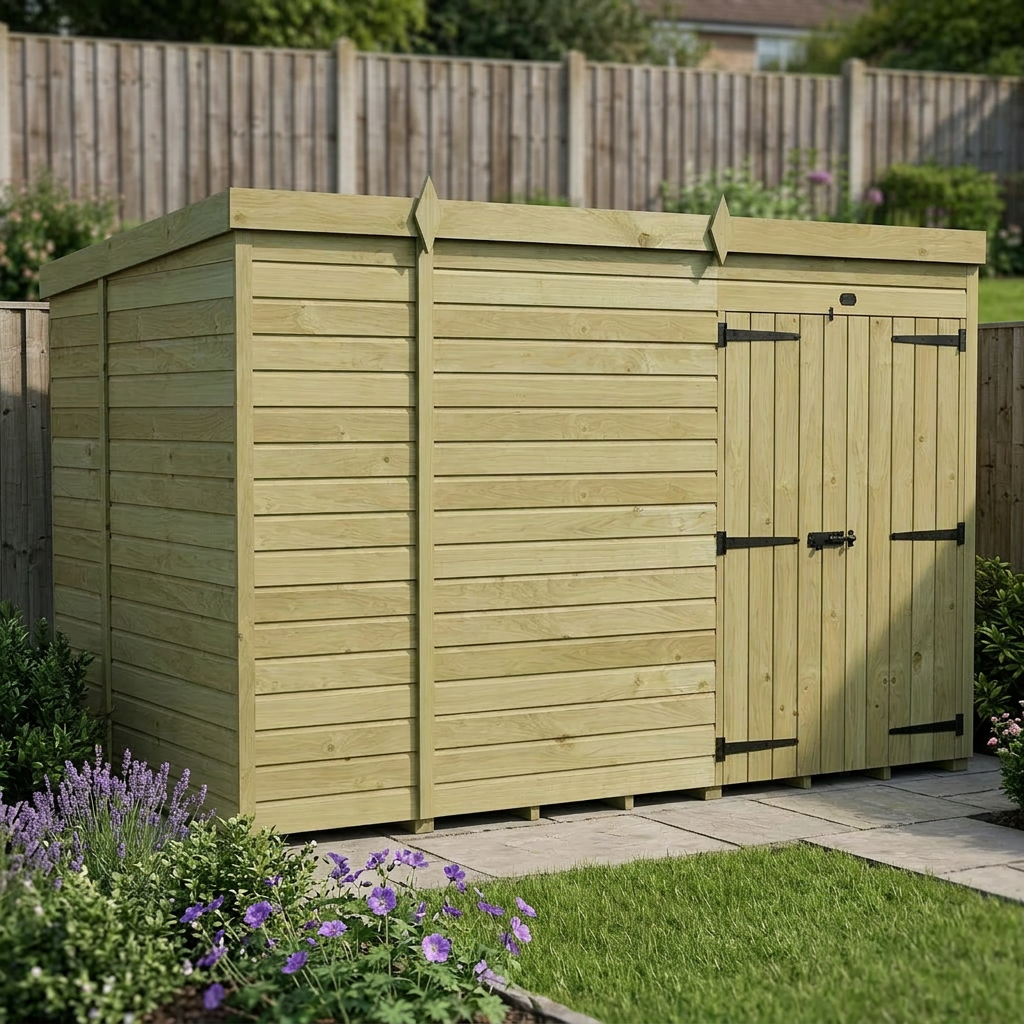10 x 6 Pent Shed (Double Door, No Windows) - view 4