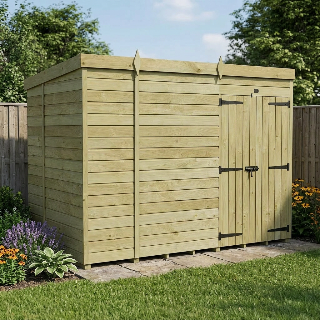 11 x 6 Pent Shed (Double Door, No Windows) - view 4