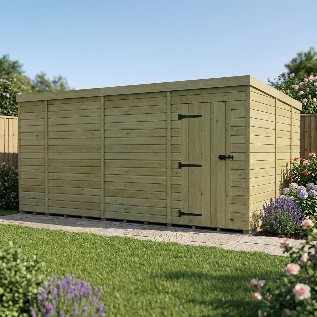 14 x 9 Pent Shed (Single Door, No Windows) - view 4