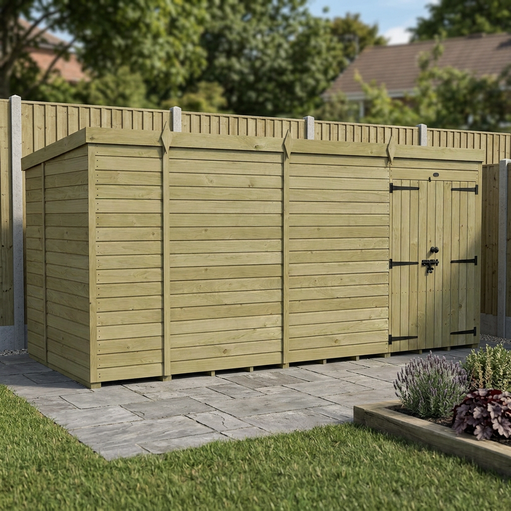 14 x 6 Pent Shed (Double Door, No Windows) - view 4