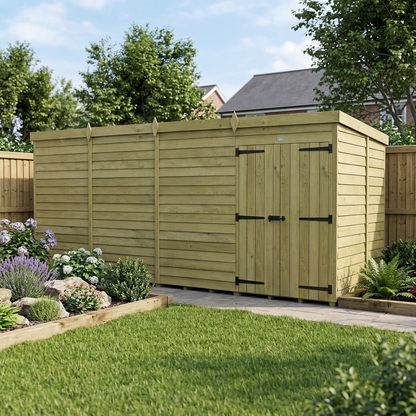 16 x 6 Pent Shed (Double Door, No Windows) - view 4