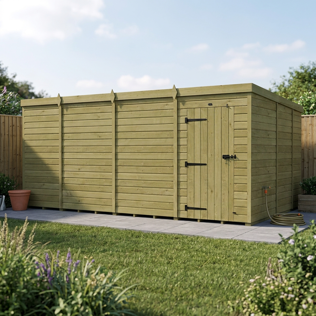 15 x 9 Pent Shed (Single Door, No Windows) - view 4