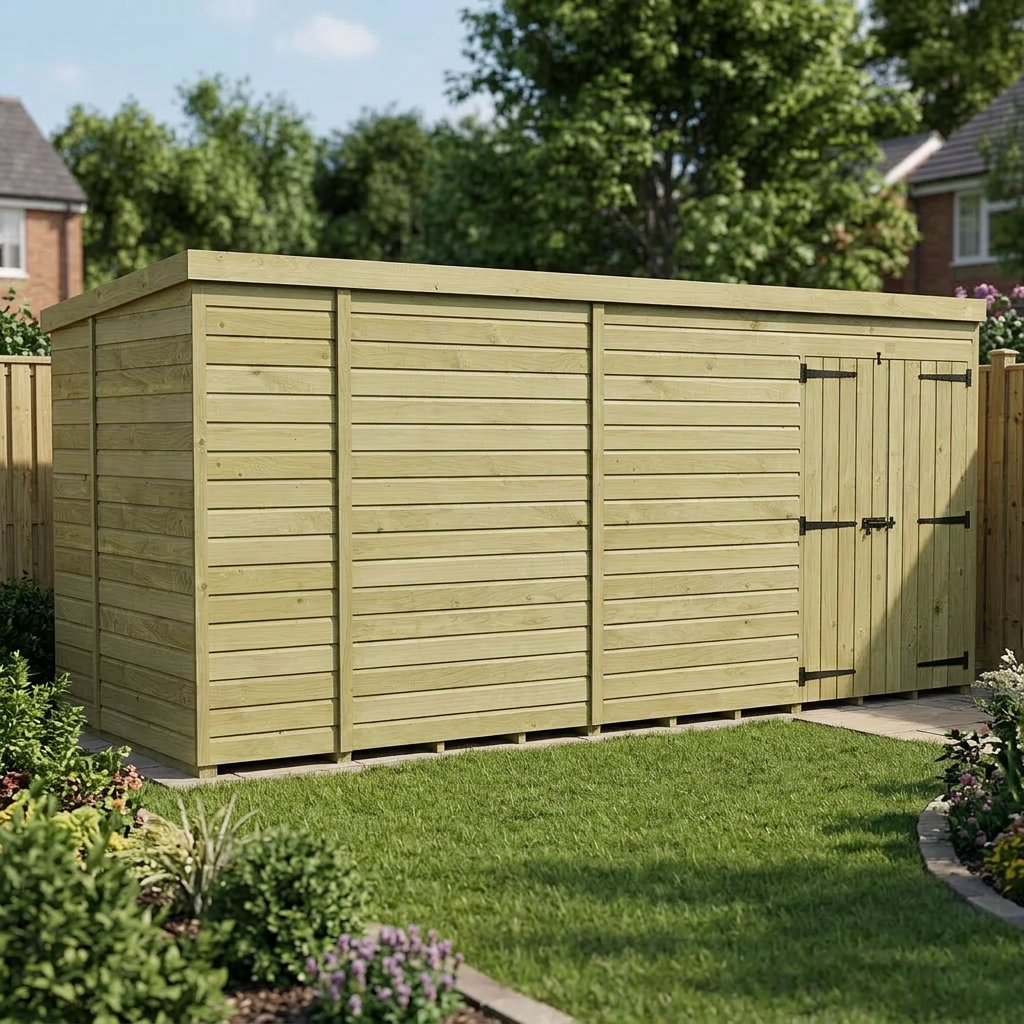 17 x 6 Pent Shed (Double Door, No Windows) - view 4