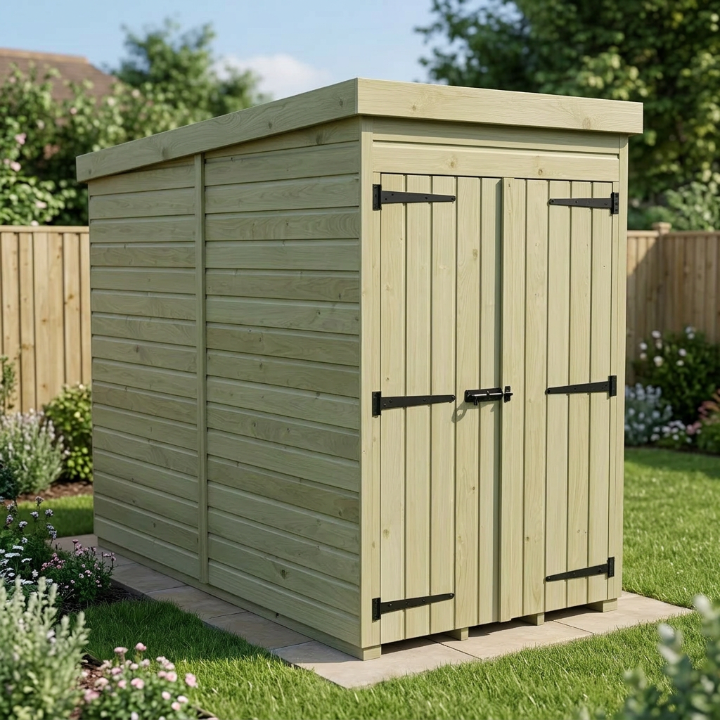 4 x 7 Pent Shed (Double Door, No Windows) - view 3