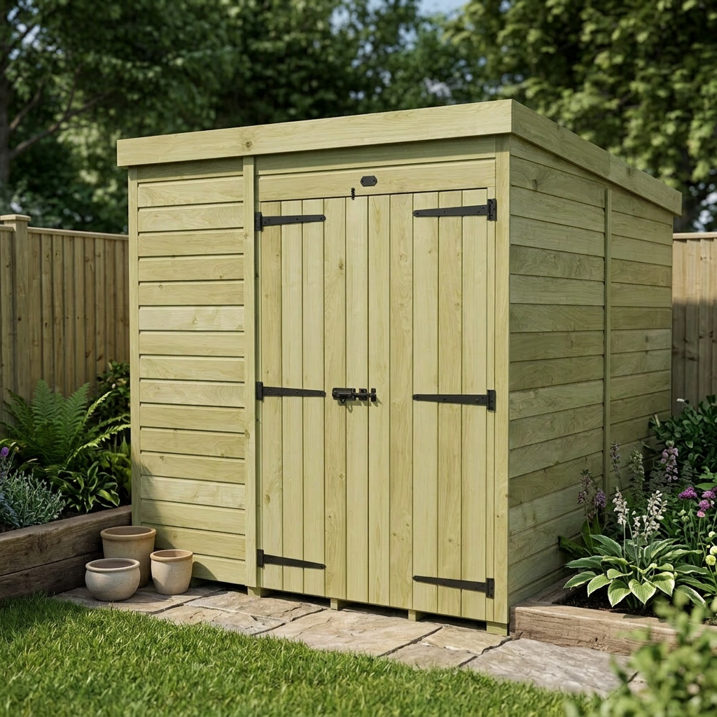 7 x 7 Pent Shed (Double Door, No Windows) - view 4