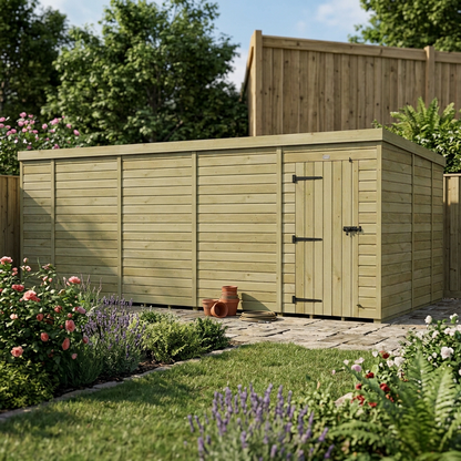 18 x 9 Pent Shed (Single Door, No Windows) - view 3