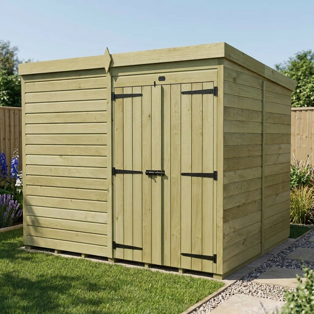 8 x 7 Pent Shed (Double Door, No Windows) - view 5