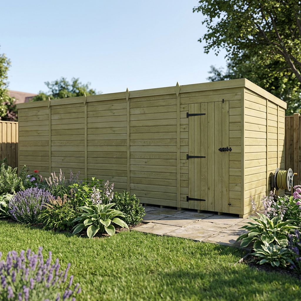 20 x 9 Pent Shed (Single Door, No Windows) - view 6