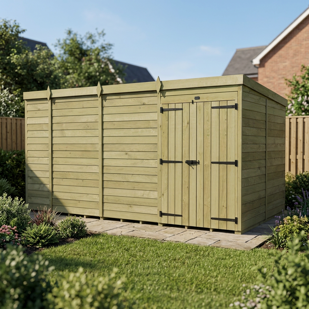 14 x 7 Pent Shed (Double Door, No Windows) - view 3
