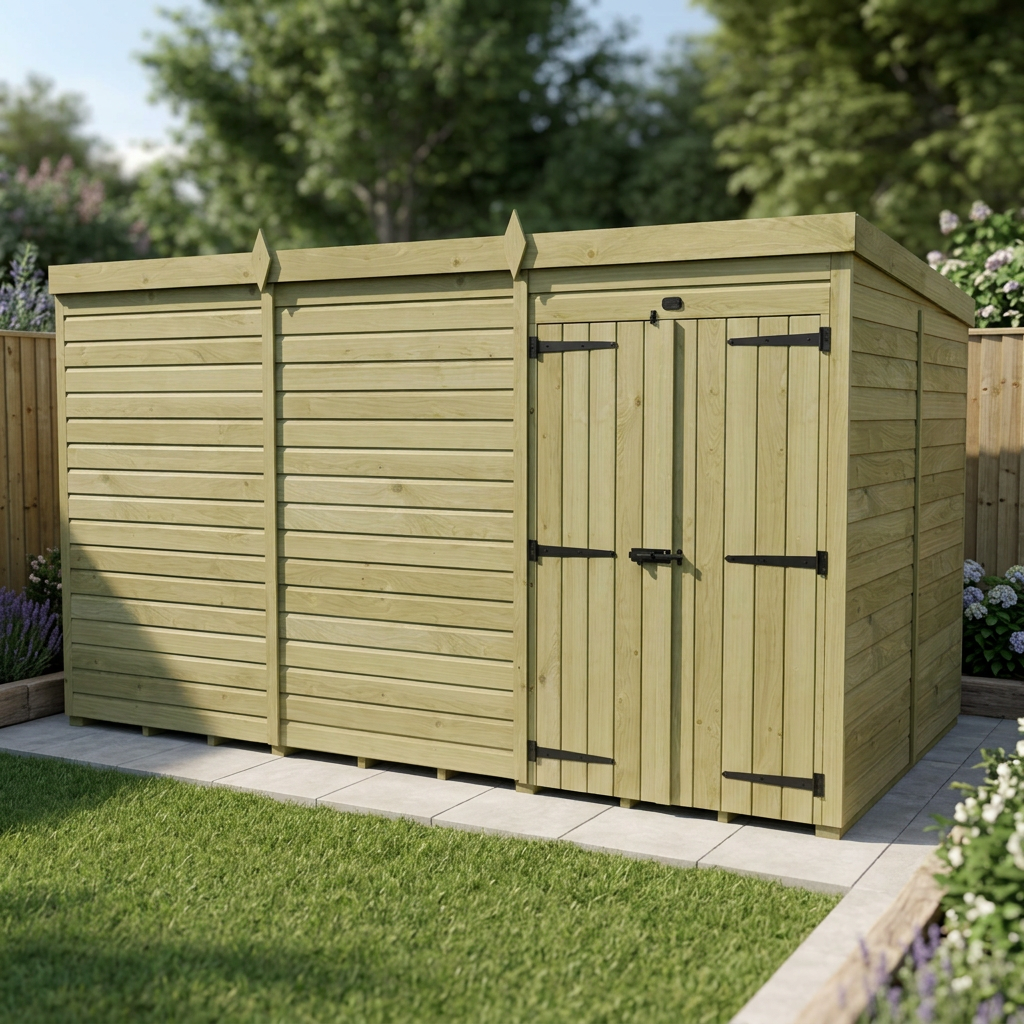 16 x 7 Pent Shed (Double Door, No Windows) - view 6