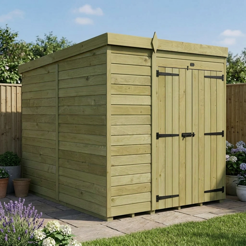 6 x 7 Pent Shed (Double Door, No Windows) - view 4