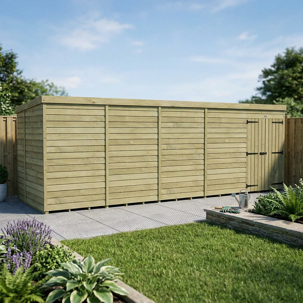 19 x 6 Pent Shed (Double Door, No Windows) - view 5