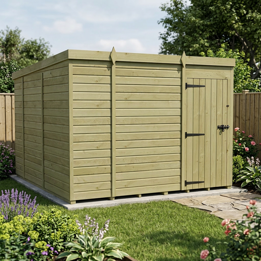 9 x 10 Pent Shed (Single Door, No Windows) - view 3