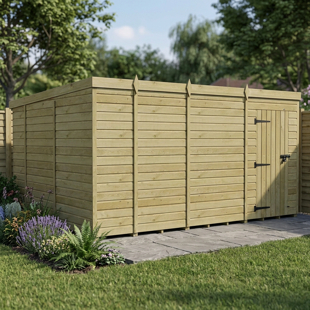 13 x 10 Pent Shed (Single Door, No Windows) - view 3