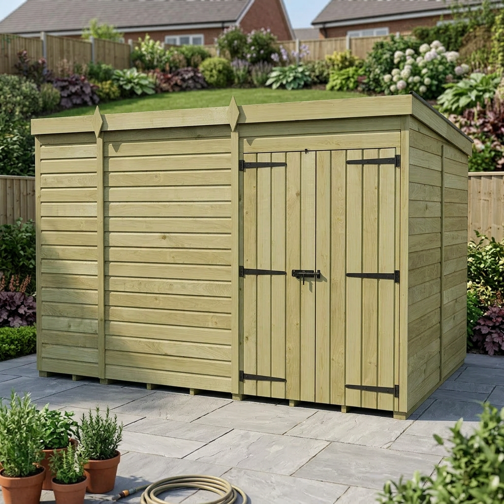 10 x 7 Pent Shed (Double Door, No Windows) - view 4