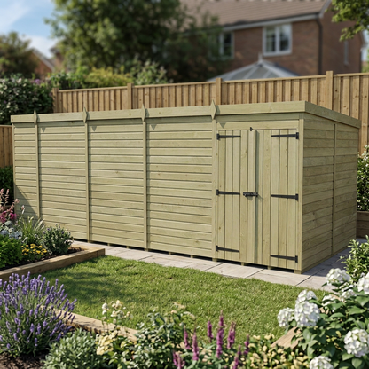 18 x 7 Pent Shed (Double Door, No Windows) - view 4