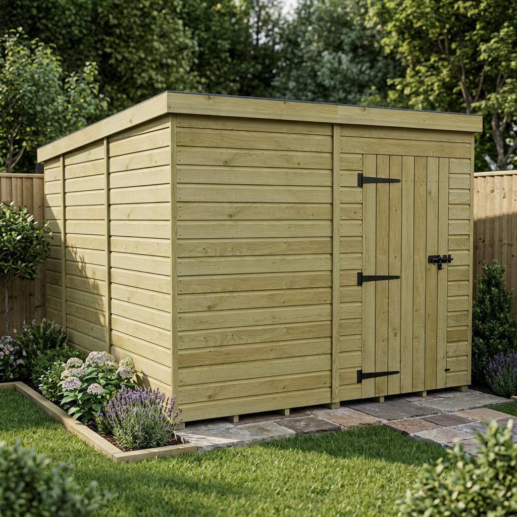 8 x 10 Pent Shed (Single Door, No Windows) - view 2