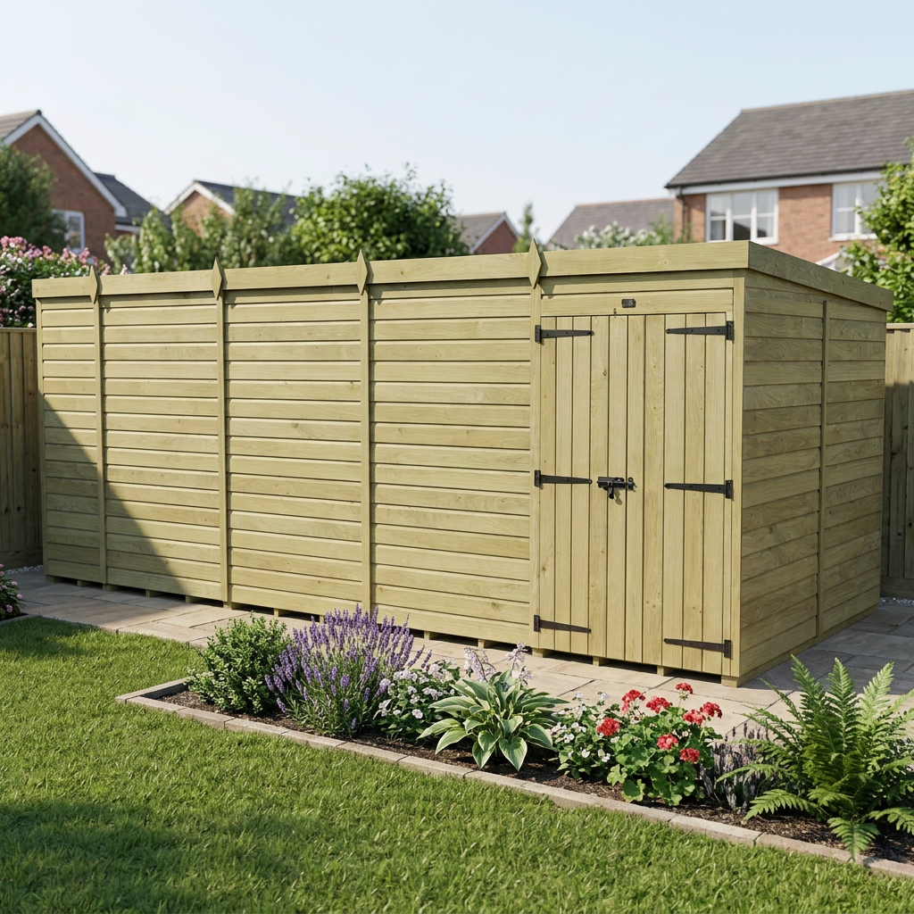 19 x 7 Pent Shed (Double Door, No Windows) - view 4