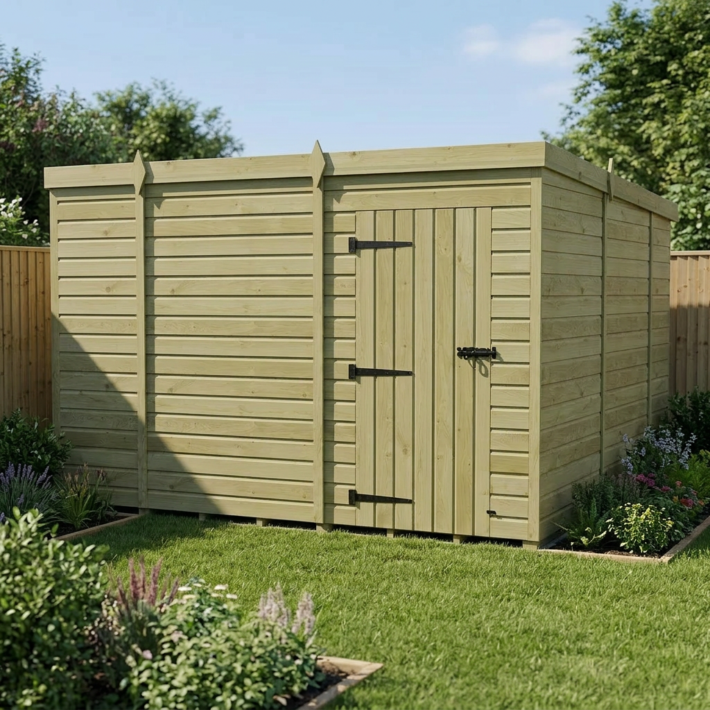 10 x 10 Pent Shed (Single Door, No Windows) - view 4