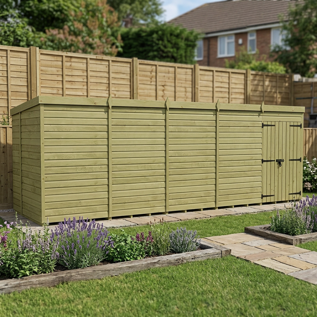 20 x 6 Pent Shed (Double Door, No Windows) - view 4