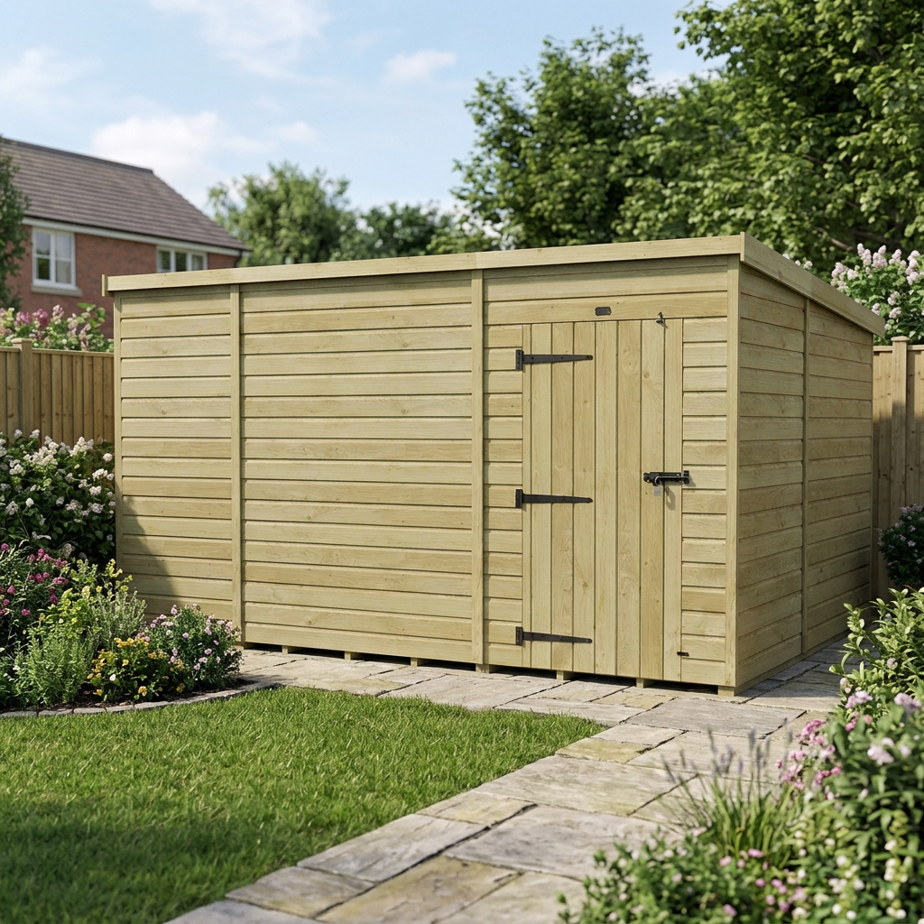 17 x 10 Pent Shed (Single Door, No Windows) - view 4