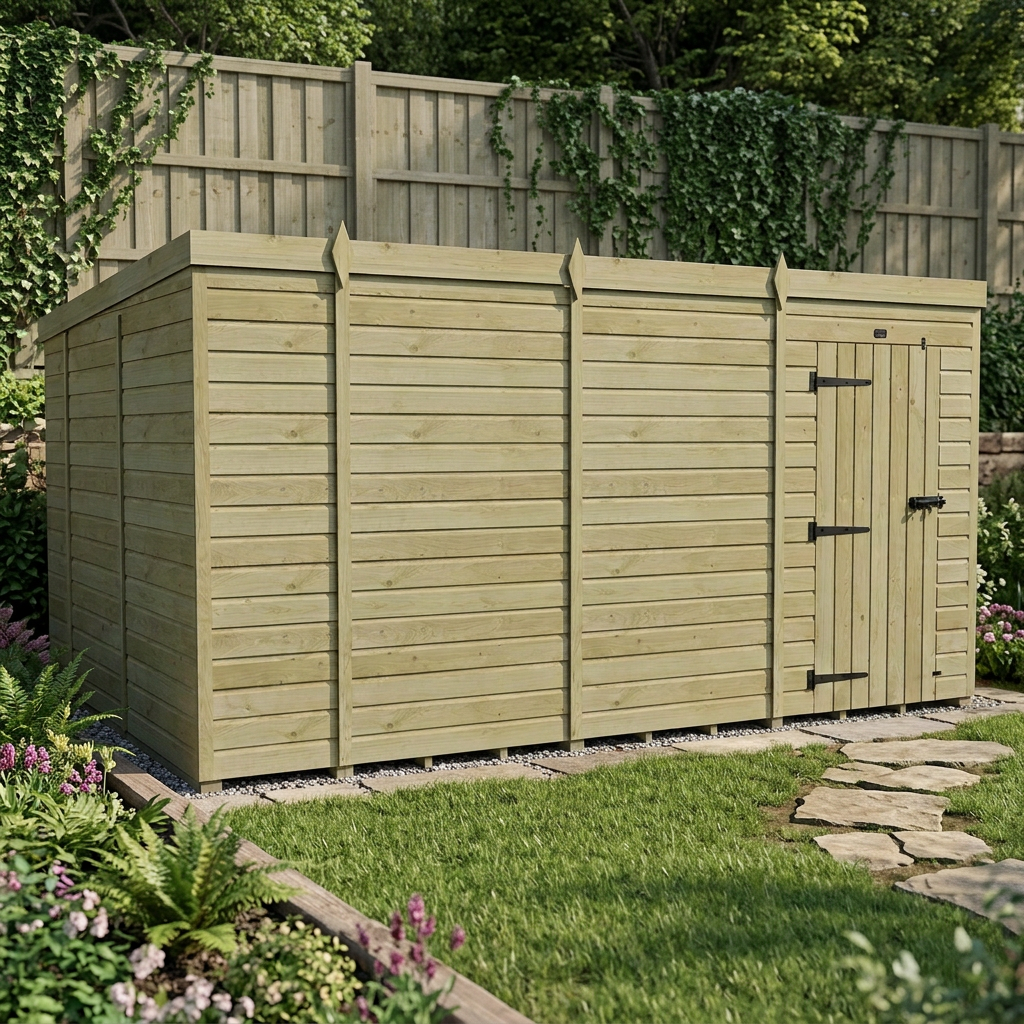 14 x 10 Pent Shed (Single Door, No Windows) - view 4