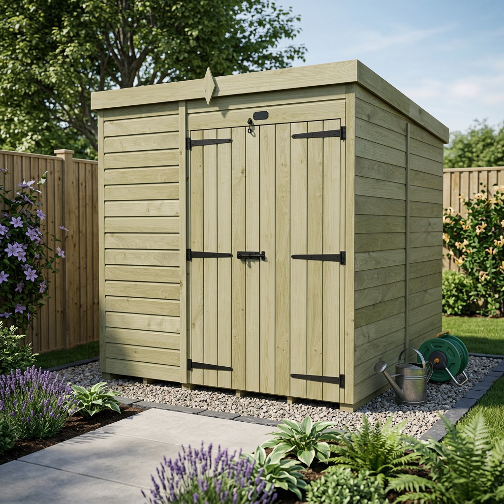 7 x 8 Pent Shed (Double Door, No Windows) - view 4