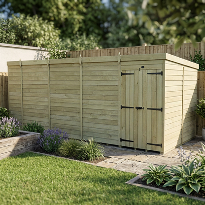 18 x 8 Pent Shed (Double Door, No Windows) - view 4