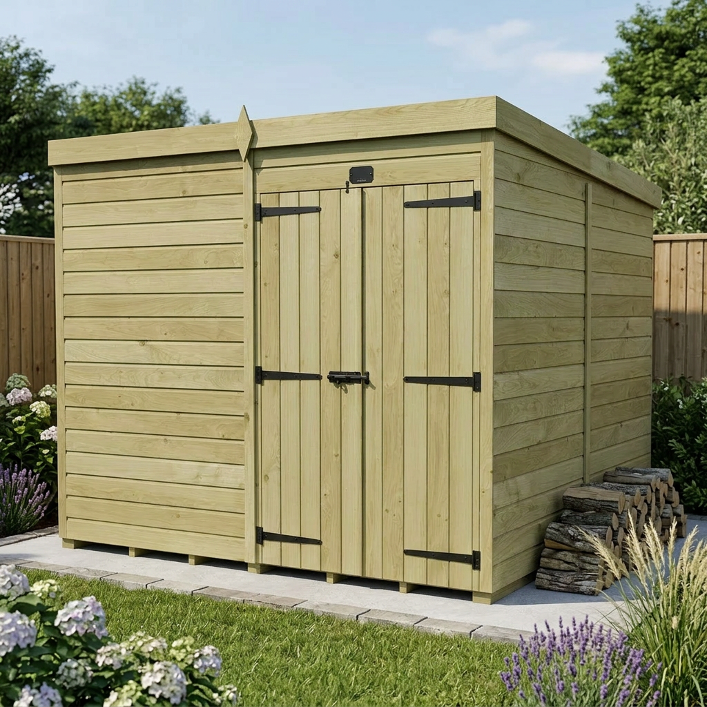 8 x 8 Pent Shed (Double Door, No Windows) - view 3