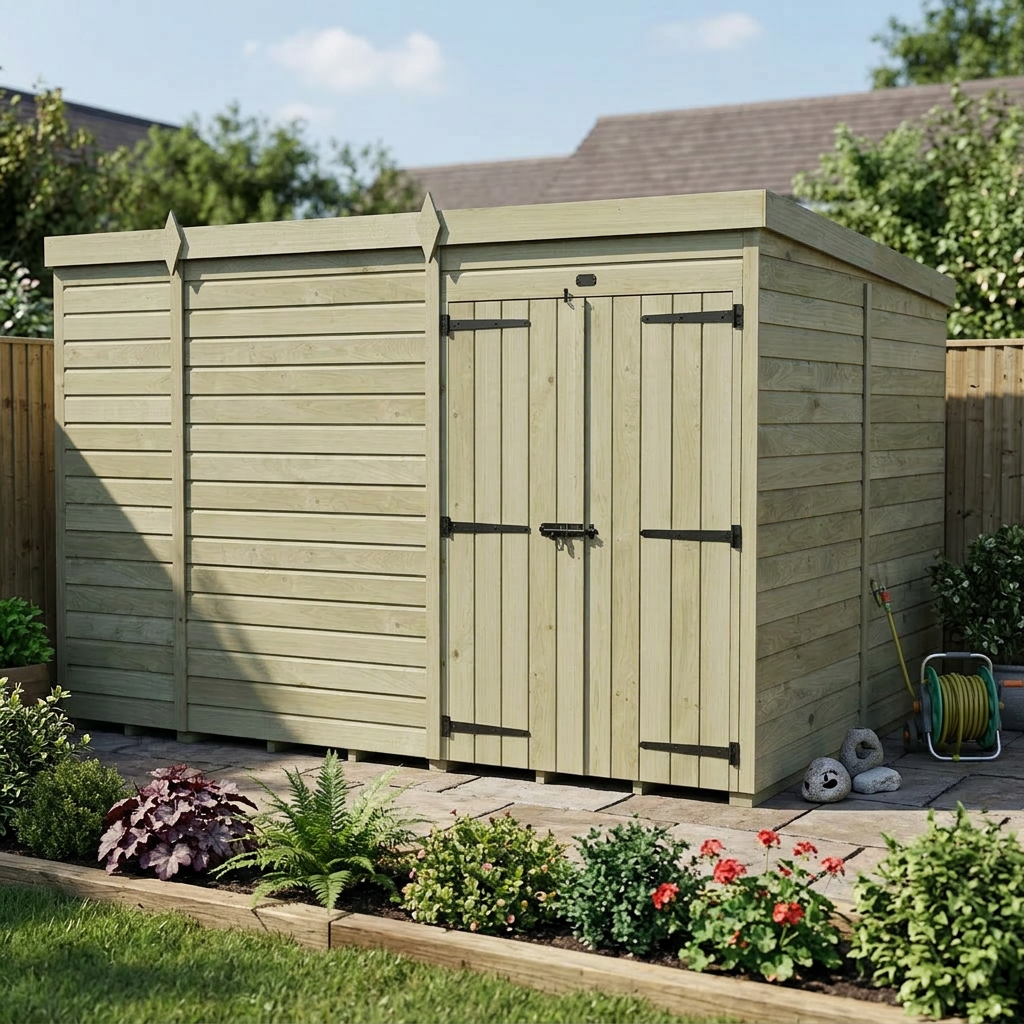 9 x 8 Pent Shed (Double Door, No Windows) - view 4