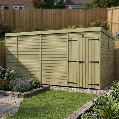 13 x 8 Pent Shed (Double Door, No Windows) - view 4