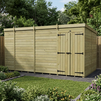 15 x 8 Pent Shed (Double Door, No Windows) - view 4