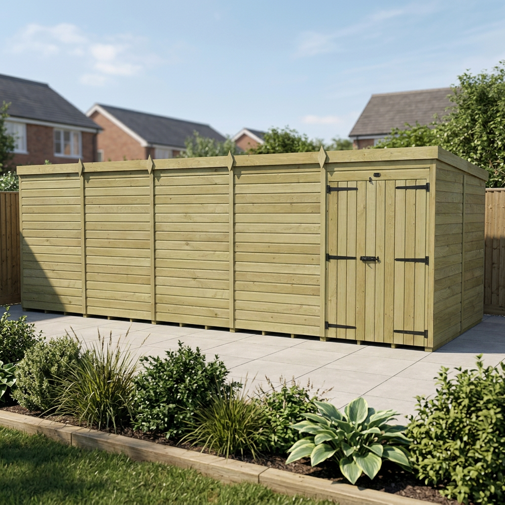 20 x 8 Pent Shed (Double Door, No Windows) - view 4