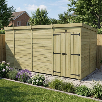 17 x 8 Pent Shed (Double Door, No Windows) - view 4