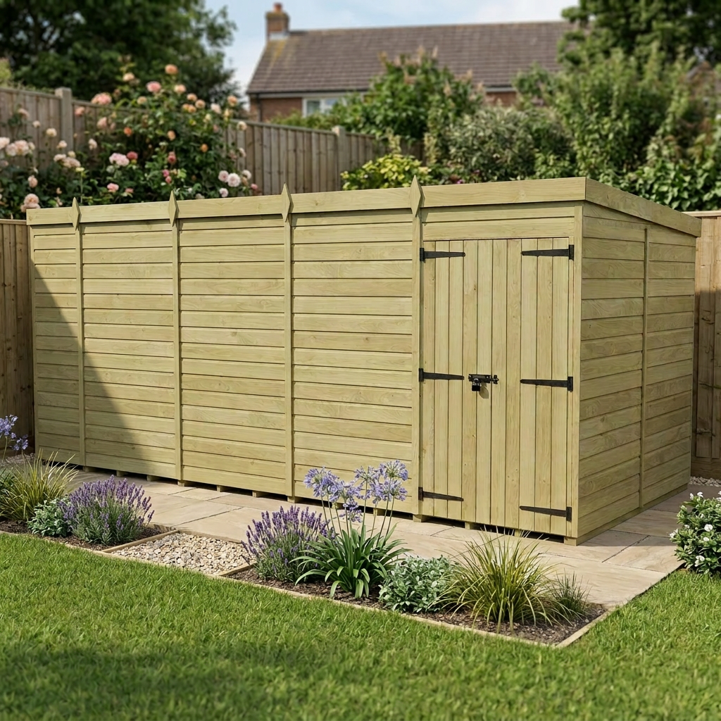 19 x 8 Pent Shed (Double Door, No Windows) - view 4