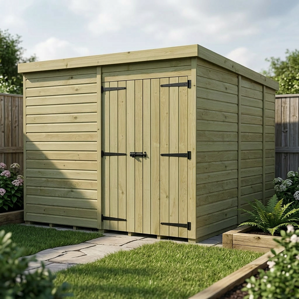 8 x 9 Pent Shed (Double Door, No Windows) - view 3