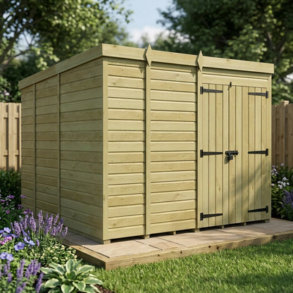 9 x 9 Pent Shed (Double Door, No Windows) - view 2