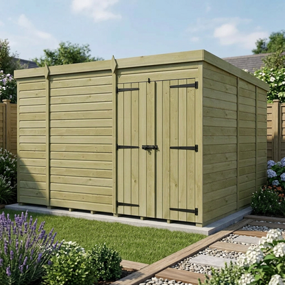 10 x 9 Pent Shed (Double Door, No Windows) - view 3