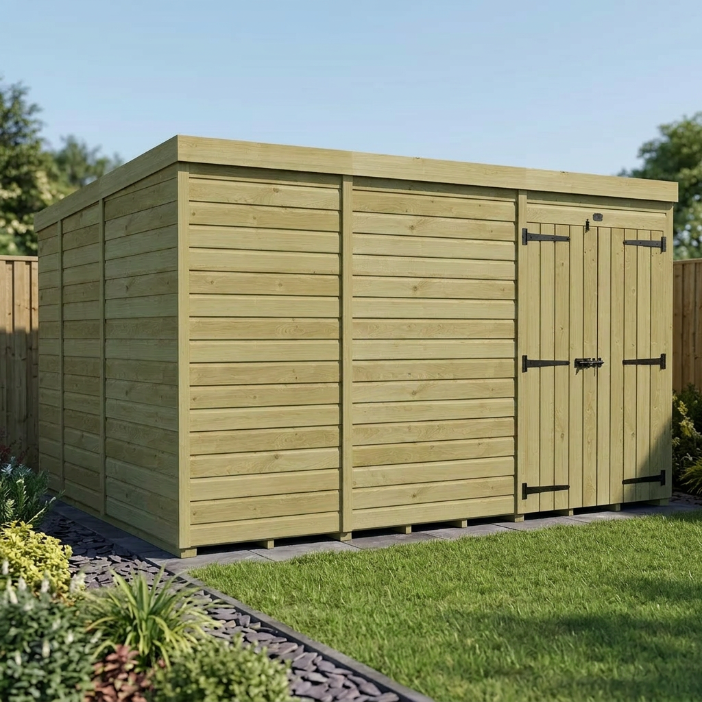 11 x 9 Pent Shed (Double Door, No Windows) - view 5