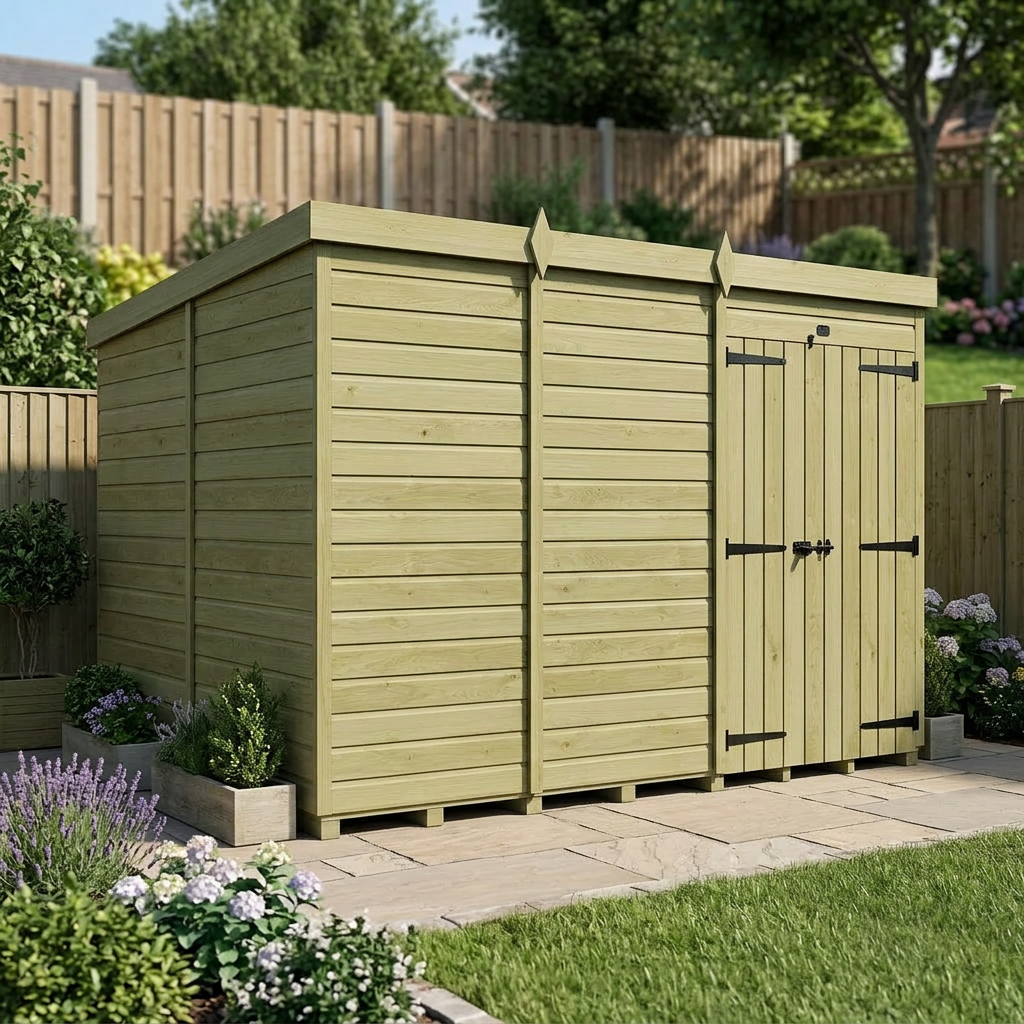 12 x 9 Pent Shed (Double Door, No Windows) - view 5