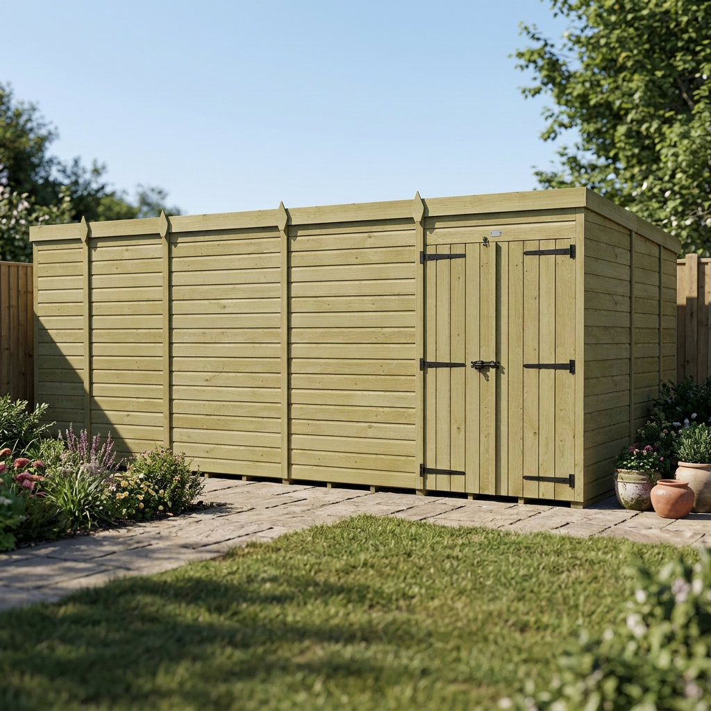 17 x 9 Pent Shed (Double Door, No Windows) - view 4