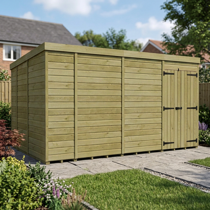 14 x 9 Pent Shed (Double Door, No Windows) - view 3