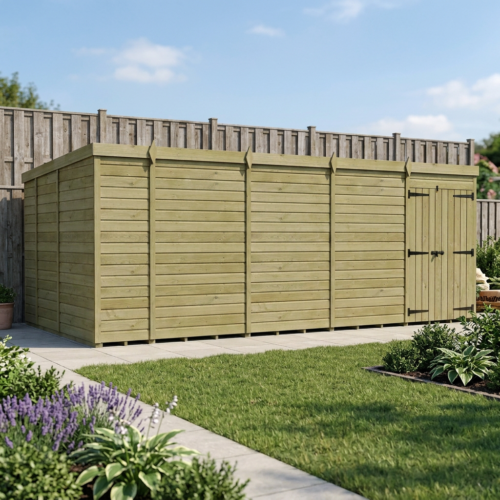 18 x 9 Pent Shed (Double Door, No Windows) - view 4
