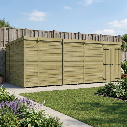 18 x 9 Pent Shed (Double Door, No Windows) - view 4
