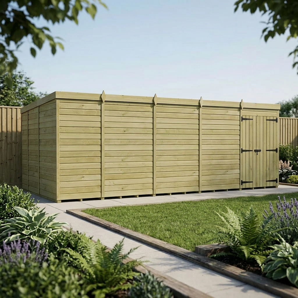 19 x 9 Pent Shed (Double Door, No Windows) - view 3