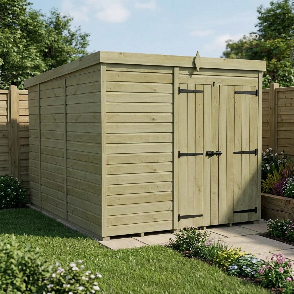 7 x 10 Pent Shed (Double Door, No Windows) - view 3
