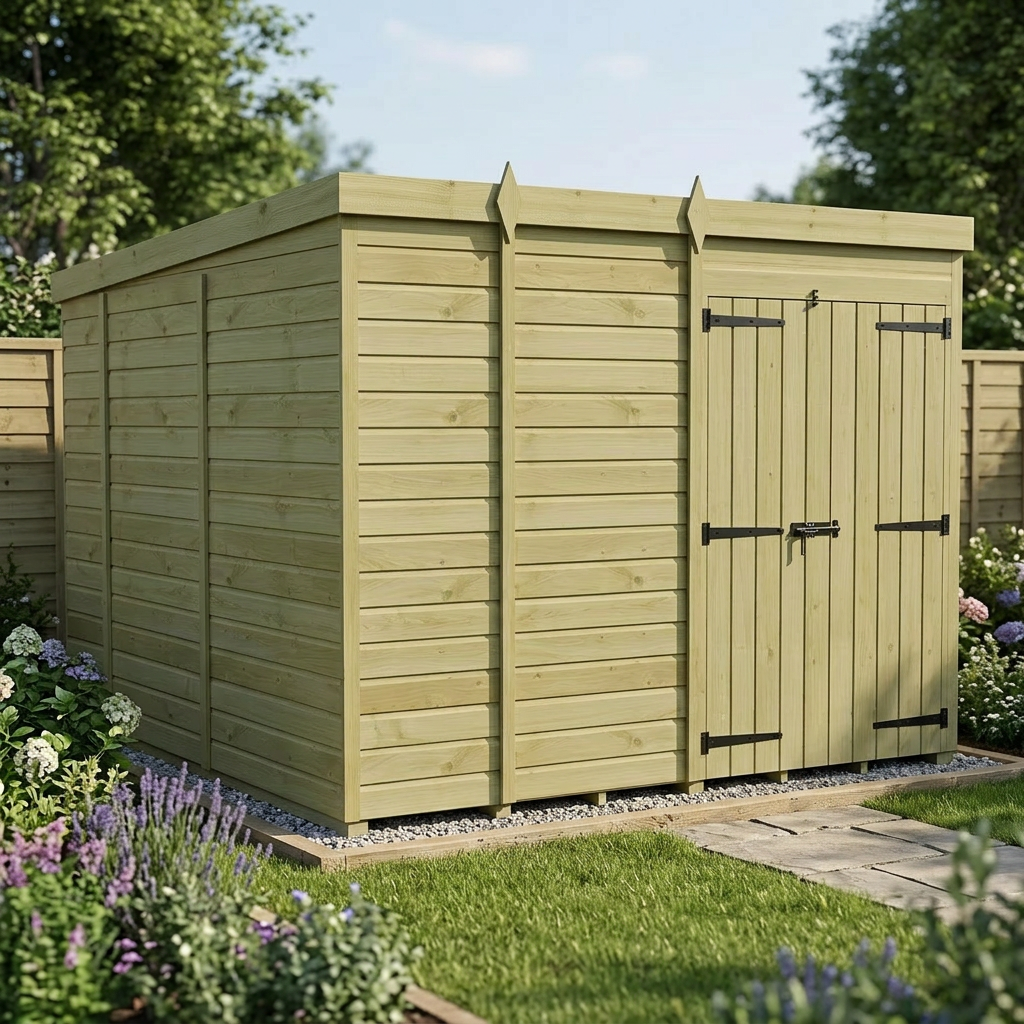 9 x 10 Pent Shed (Double Door, No Windows) - view 4