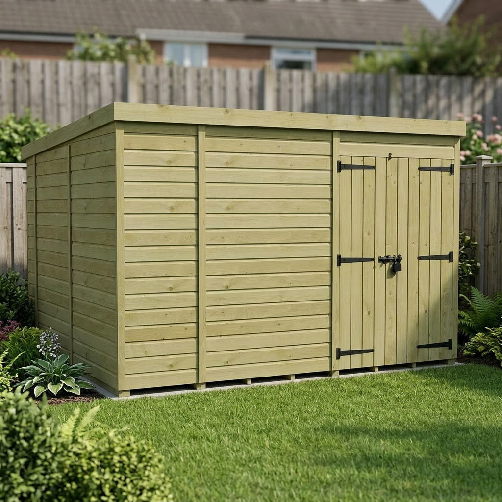 10 x 10 Pent Shed (Double Door, No Windows) - view 3