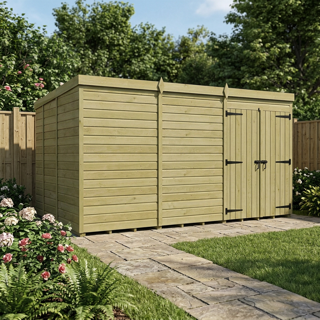 16 x 9 Pent Shed (Double Door, No Windows) - view 3