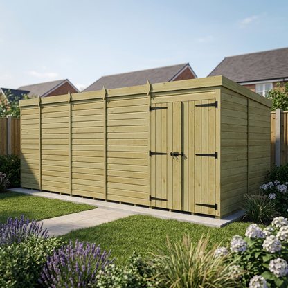 19 x 10 Pent Shed (Double Door, No Windows) - view 2